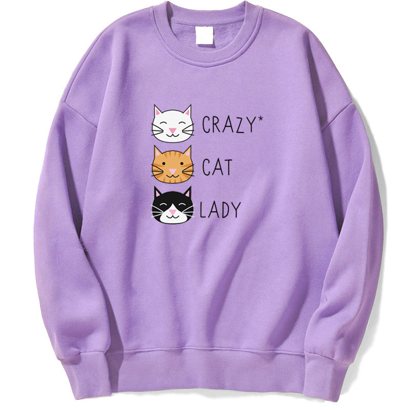 Funny Crazy Cat Print Casual Women's Sweatshirt