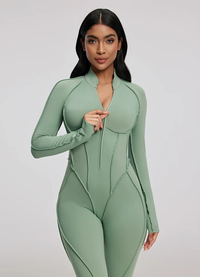 Women's Long Sleeve Zip Slim-Fit Jumpsuit