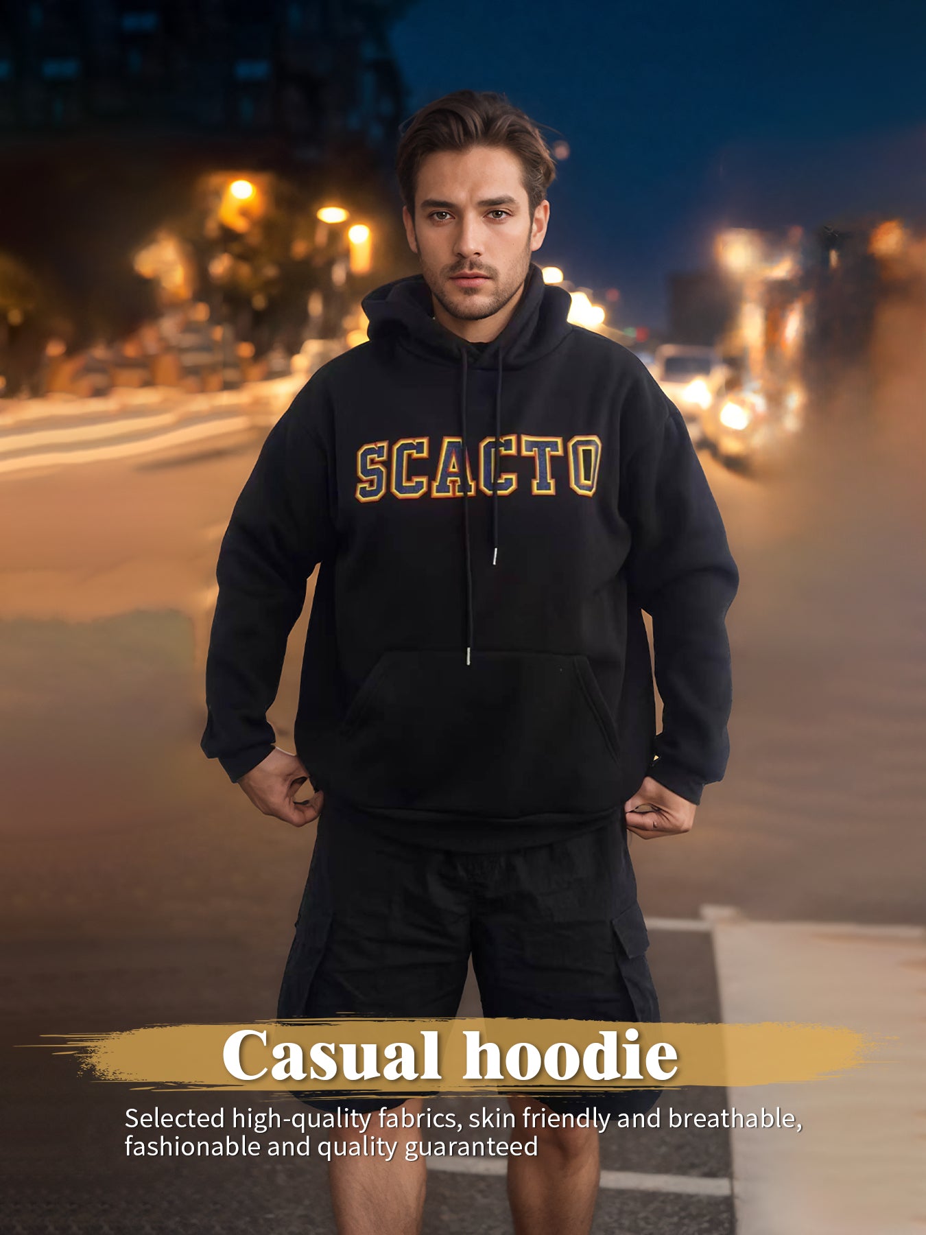 Unisex Stylish Solid Color Print Long Sleeve Hoodie