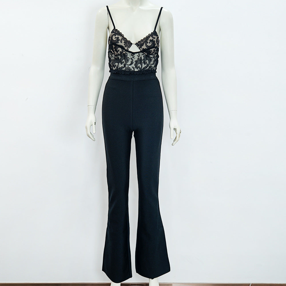 Lace Stretch Slim Fit Skinny Jumpsuit