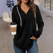 Autumn New Women's V-neck Sweatshirt Hooded Long Sleeve
