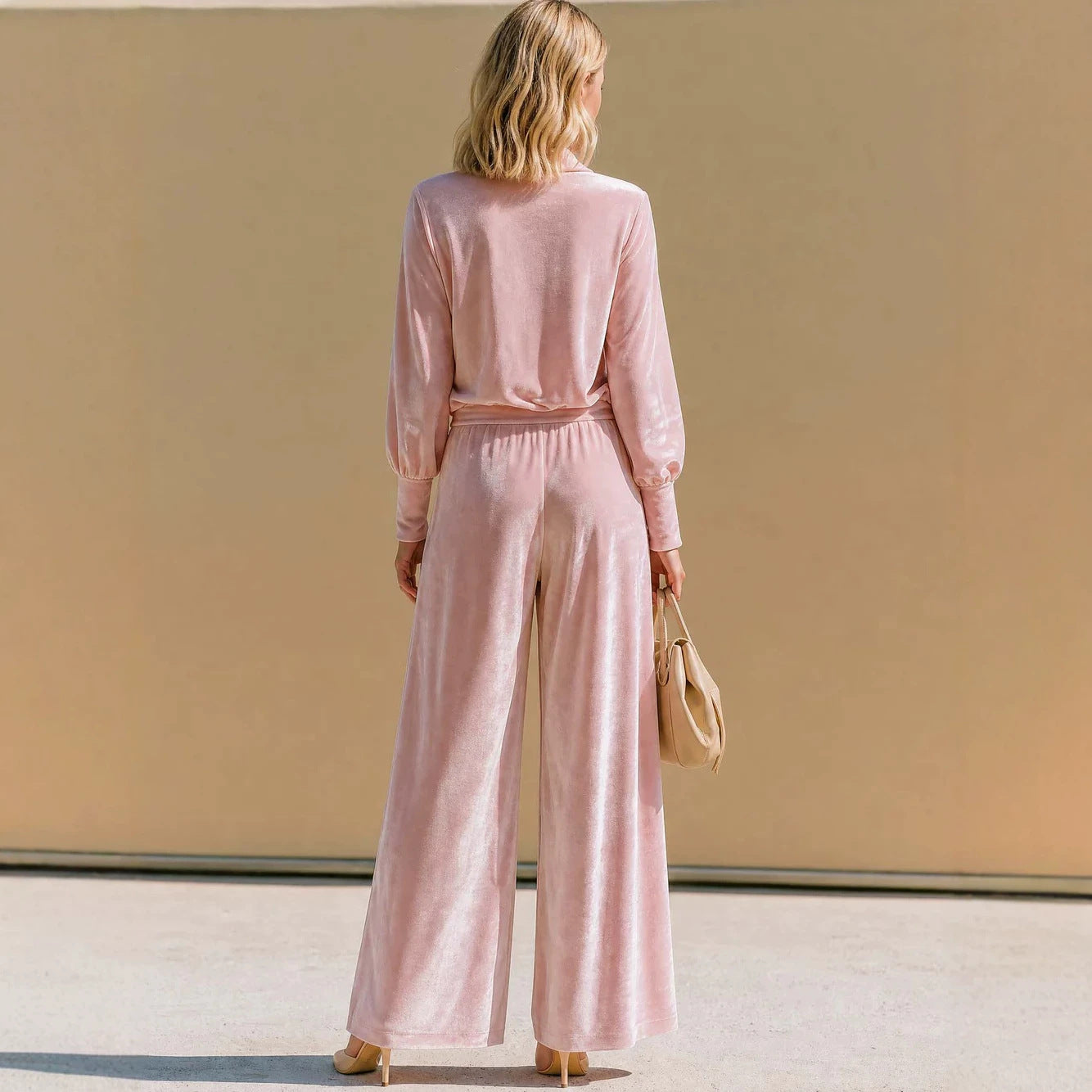Women's Velvet Long-Sleeve Casual Lounge Set