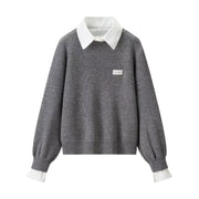Laid-back Faux Two-piece Loose-knit Top