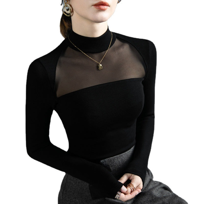 Tops Black Autumn And Winter New Inside Take Bottoming Shirt Female Long-sleeved
