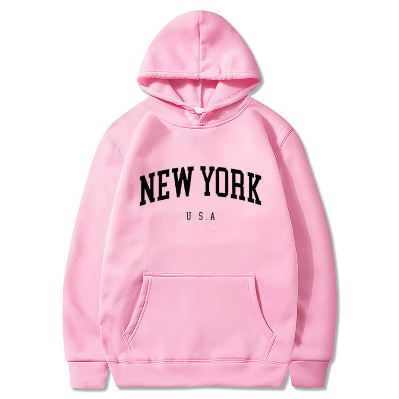 Women's Velvet Padded Printed Casual Sports Hoodie