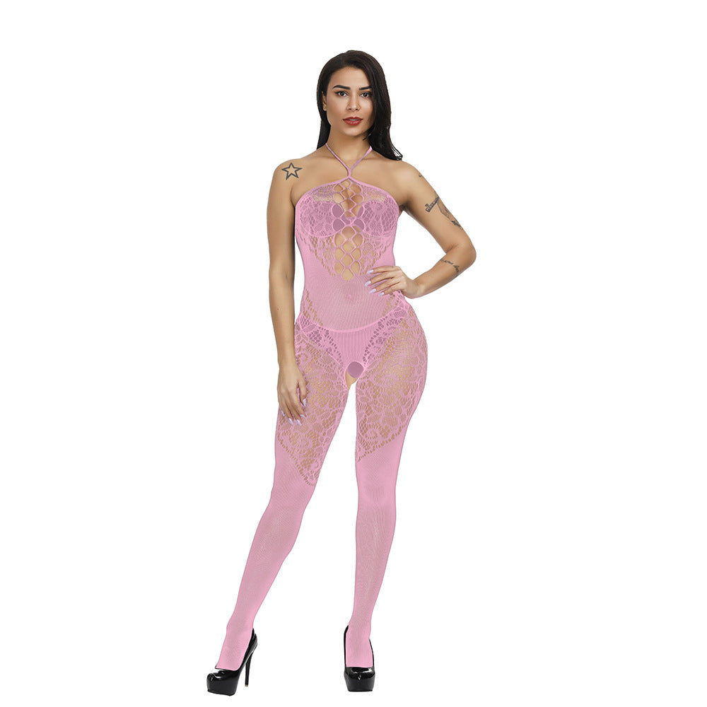 Sexy Jacquard Mesh Camisole Jumpsuit & Romper