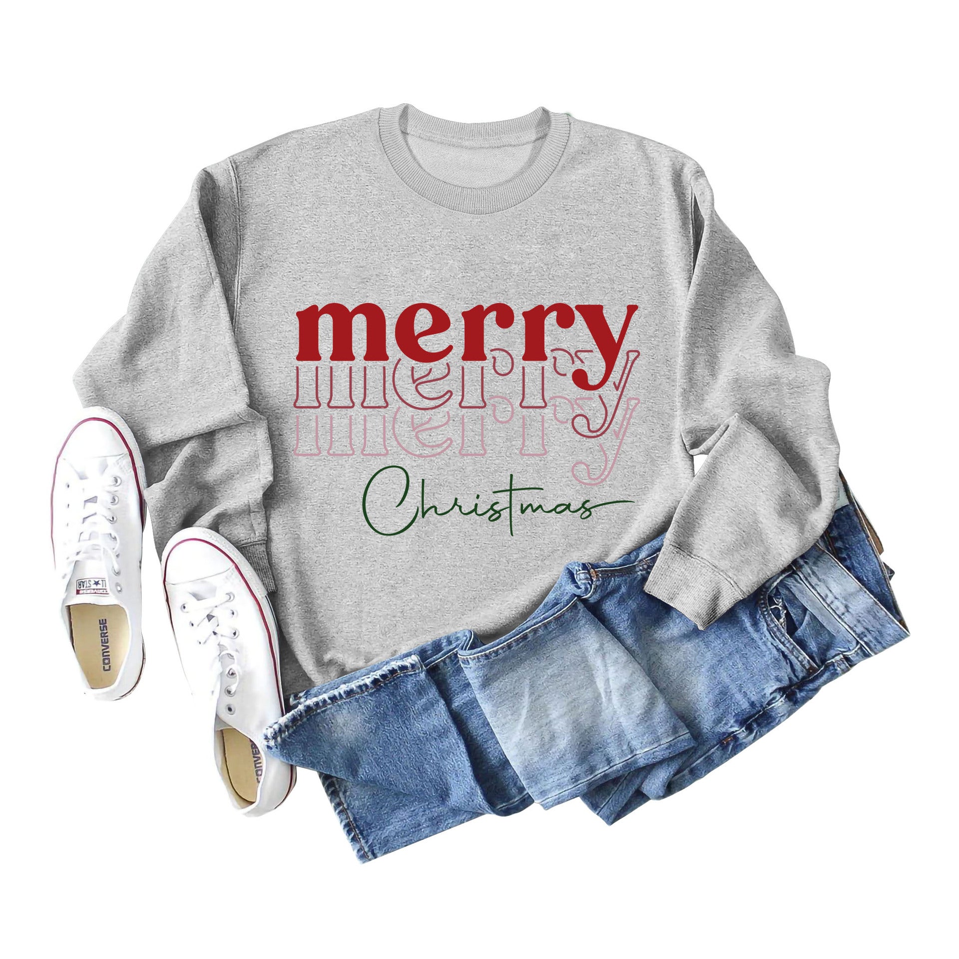 Women's Festive Letter Print Christmas Long Sleeve Sweater