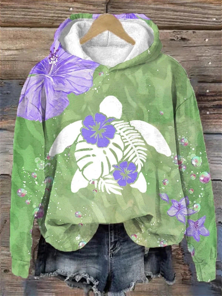 Floral Print Long Sleeve Pullover Autumn Sweatshirt