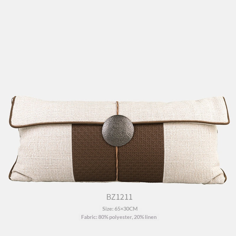 Modern Chinese-Style Coffee Backrest Pillow - Lumbar Support Cushion