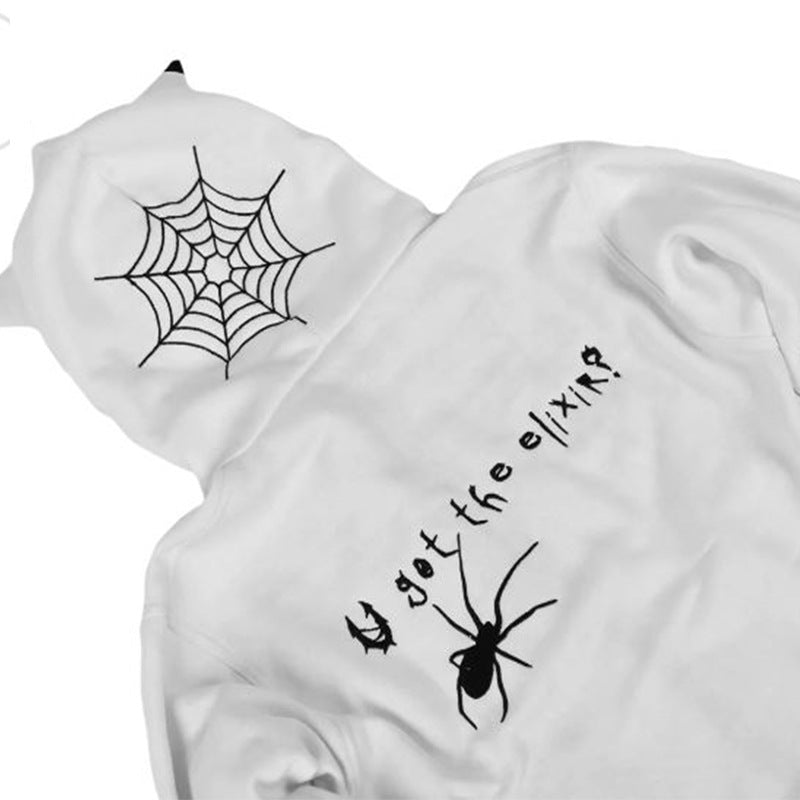 Rhinestone Spider Zip-Up Cardigan Jacket