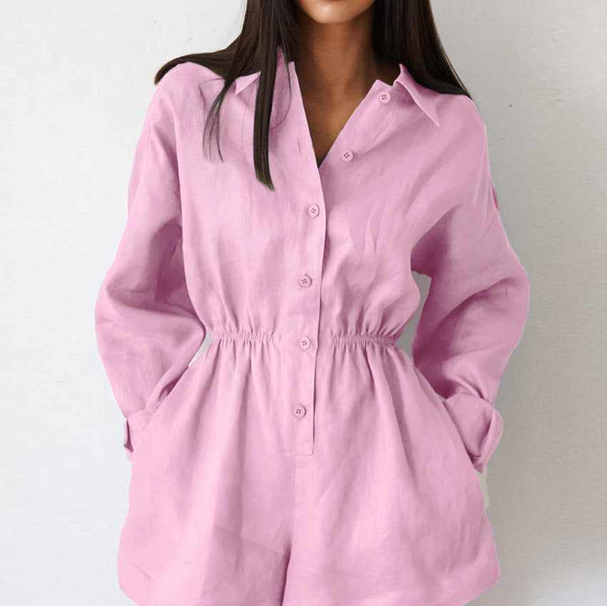 Chic Minimalist Lapel Jumpsuit with Pockets