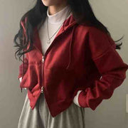 Chic Hooded Zipper Long Sleeve Sweater Coat