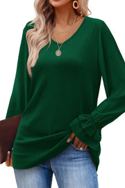 Casual Solid Long Sleeve Cotton Tee for Women