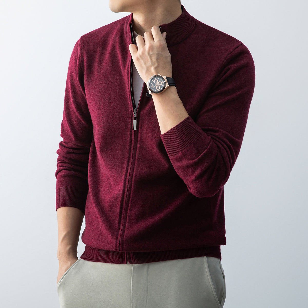 Commute Leisure New Men's Stand Collar Simple Outdoor Sweater