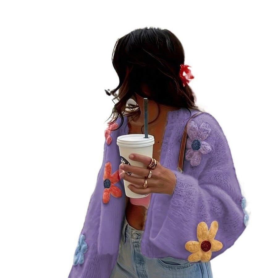 Womens Long-sleeve Cardigan Sweater Top
