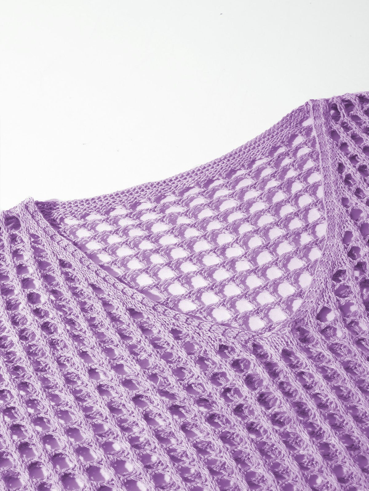 V Neck Hollow Out Knit Tunic Top Batwing Half Sleeve Loose Mesh Cover Up