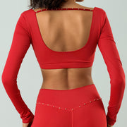 Workout Long Sleeve With Chest Pad High Elastic Quick-drying Sports High Waist Top
