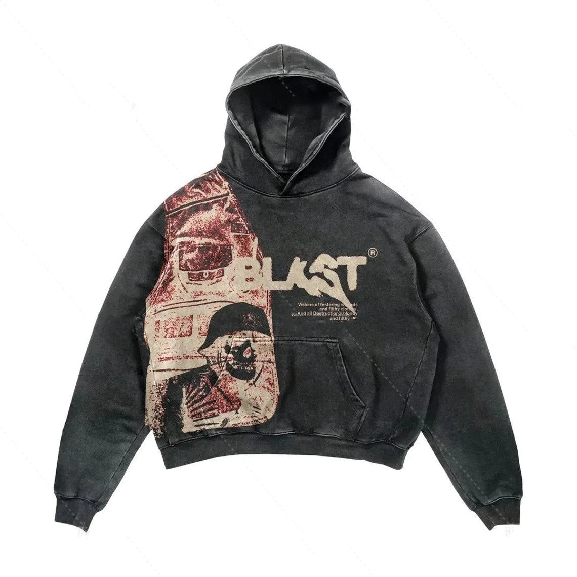 Gothic Patchwork Oversized Pullover Hoodie