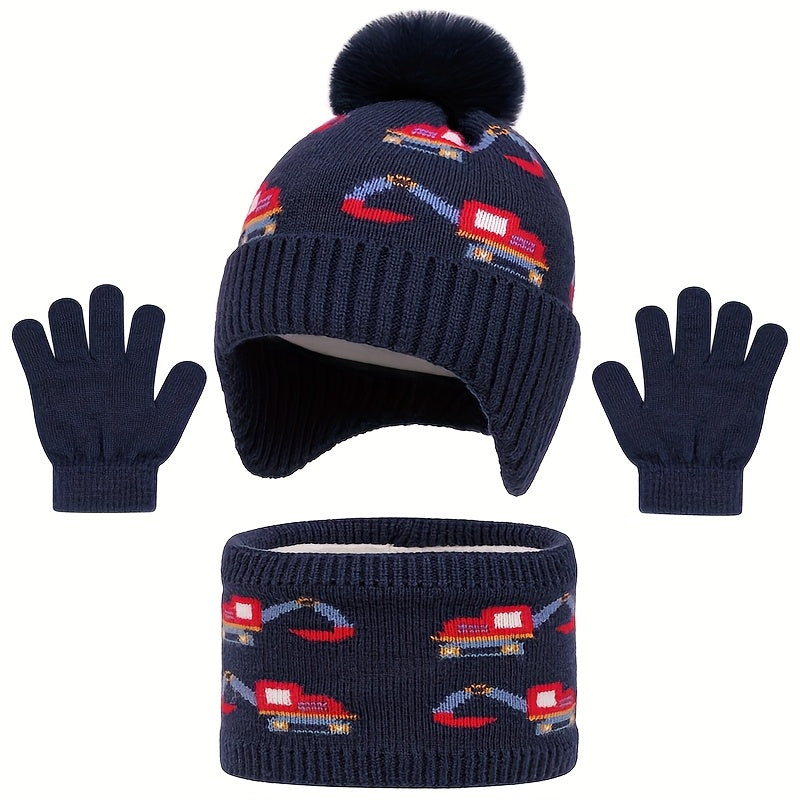 Winter Warm Set for Kids Ages 3-10 – Hat, Scarf and Gloves