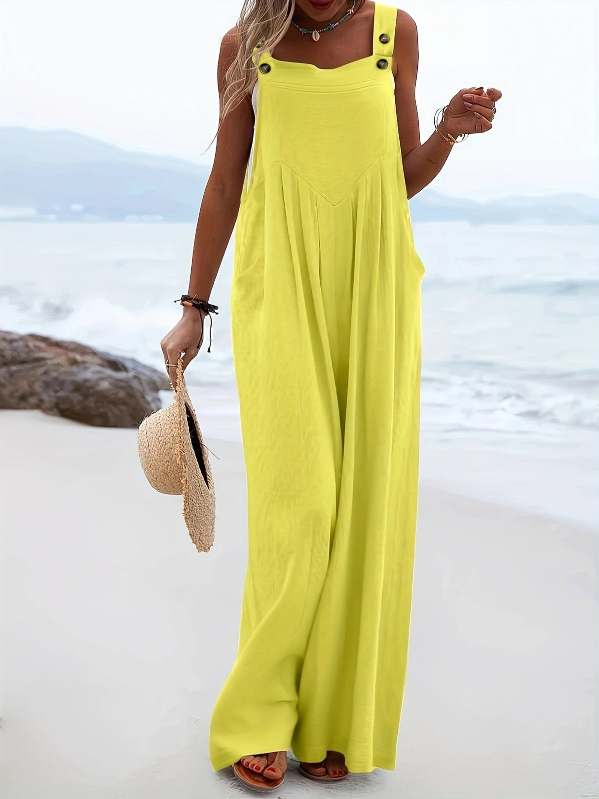 Women's Casual Loose Wide Leg Overalls with Pockets