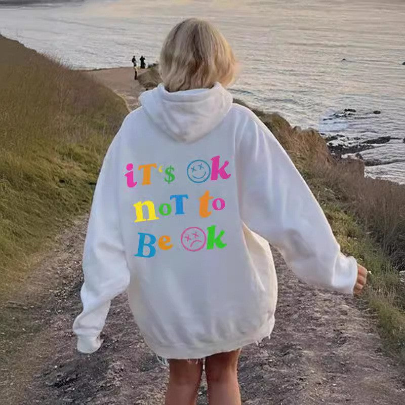 Women's Letter Print Drawstring Casual Hooded Sweatshirt