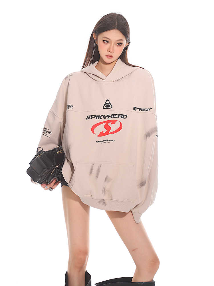 Cozy Letter Print Loose Hooded Sweatshirt
