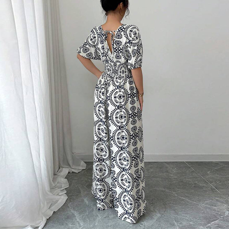 Boho Wide-Leg Jumpsuit with Pockets