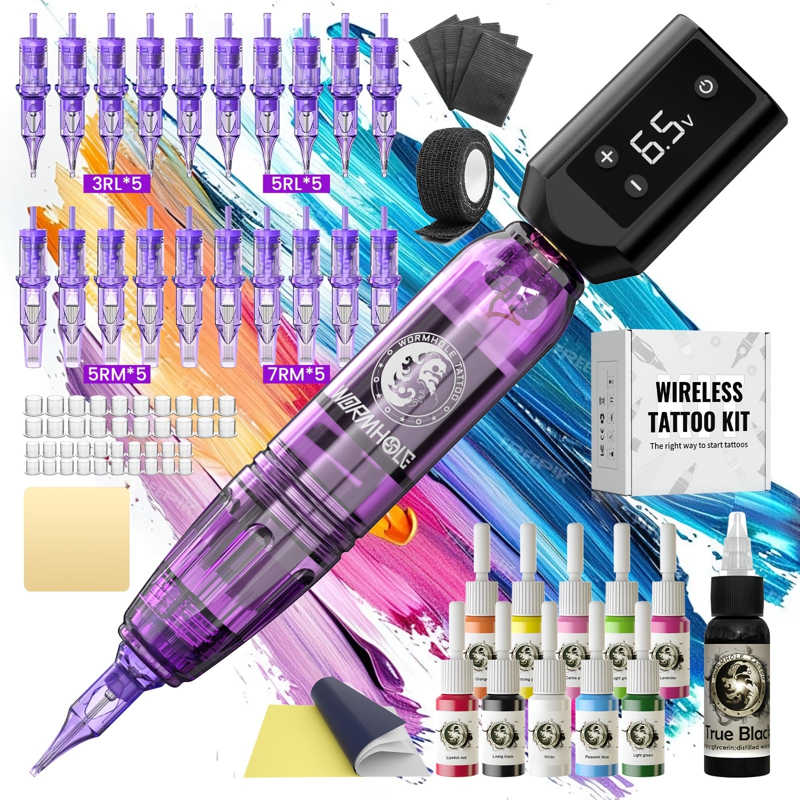 Professional Tattoo Pen Kit with Digital Display and 1800mAh Battery