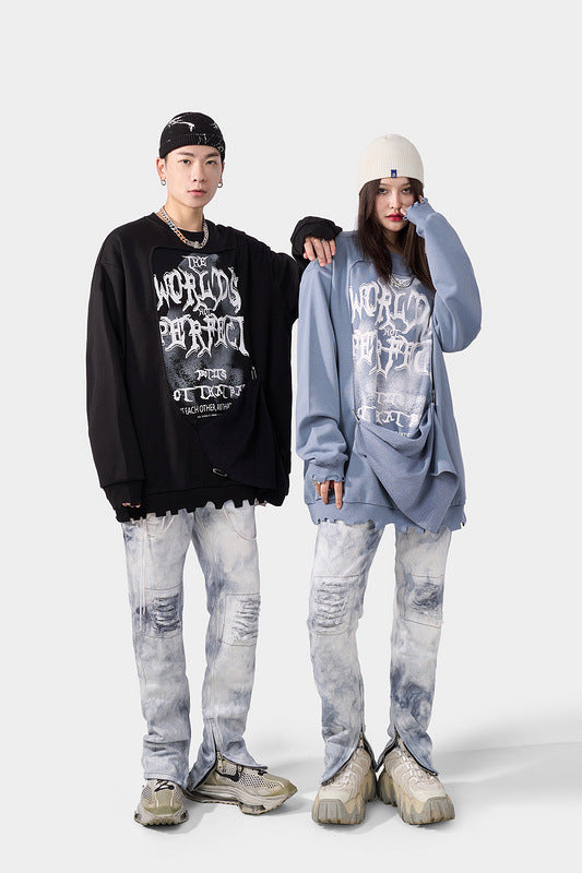 Hip Hop Oversized Letter Print Sweatshirt