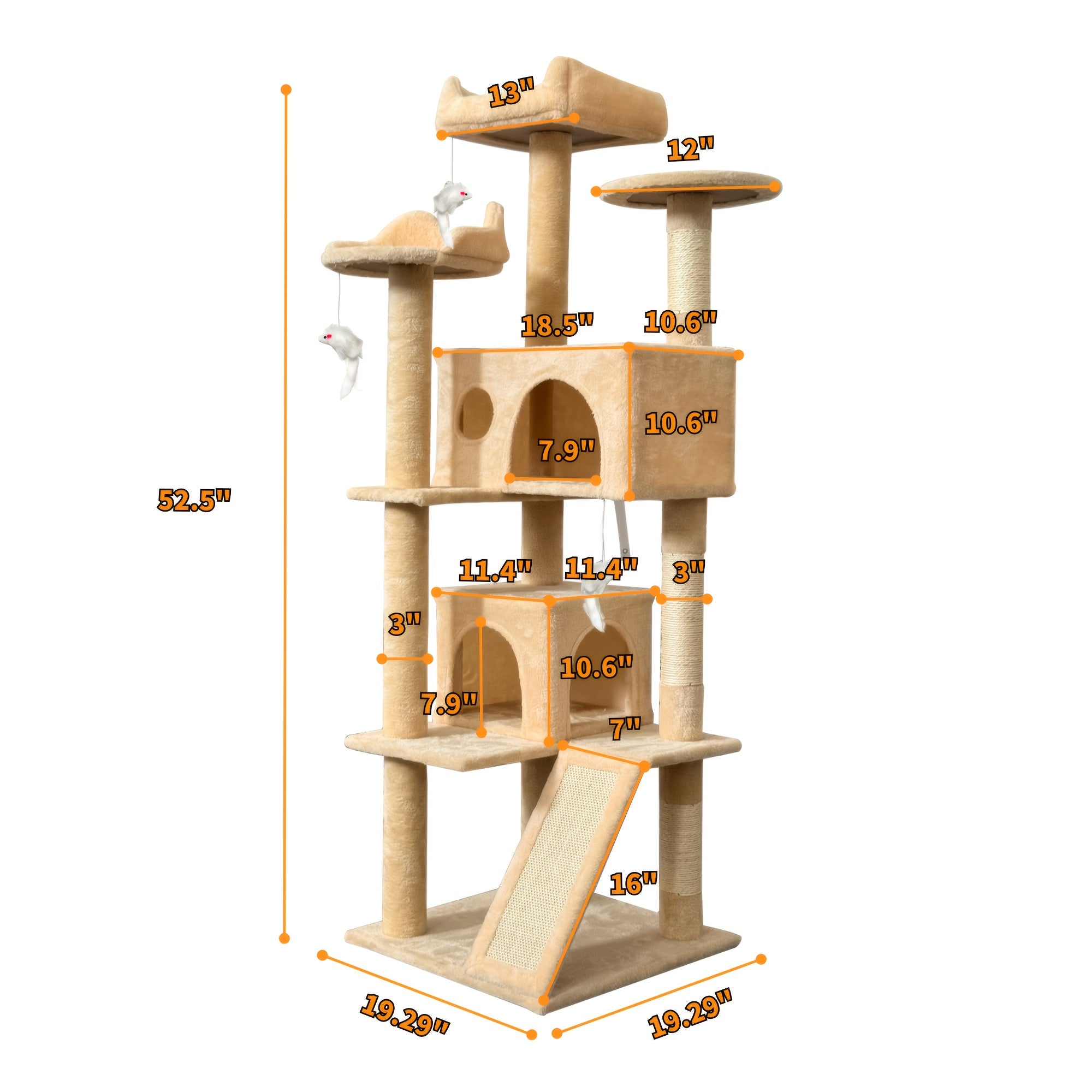 Luxury Large Cat Tree Tower Designed for Indoor Cats Featuring Toys And A Hammock Comfortable Cave Stable Anti-tip Design Durable Cozy Resting Area Easy to Assemble Perfect Cat