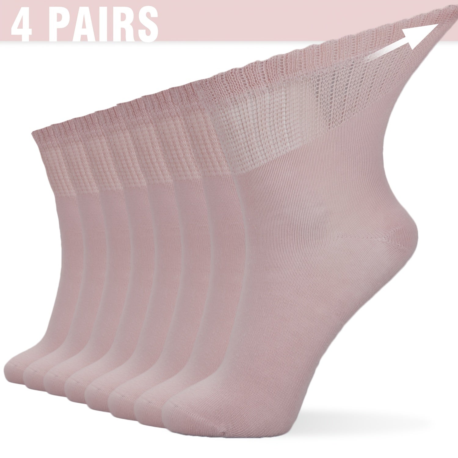 4‑Pair Women’s Neuropathy Socks – Non‑Binding Loose Fit, Seamless Toe, Moisture‑Wicking and Breathable for Edema and Circulation Support