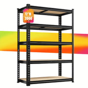 Heavy Duty 5-Tier Garage Shelving Unit, 2000LBS Metal Storage Shelves For Garage, Adjustable Utility Shelf Organizer For Basement, Pantry, Closet, Garage Storage Rack Shelving Units, 72"H X 35.55"W...