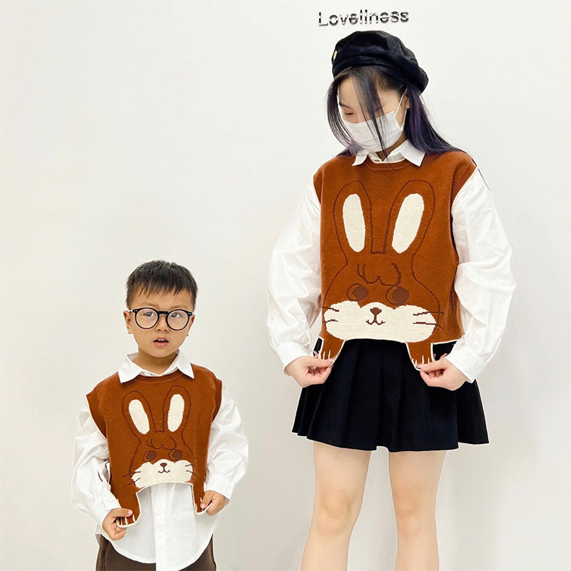 Matching Cute Knit Parent-Child Vest