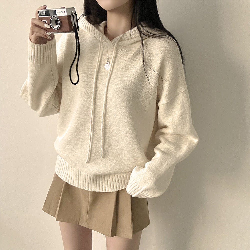 Korean Style Sweater Idle Style Solid Color Thick Long Sleeves Lantern Sleeve Sweater