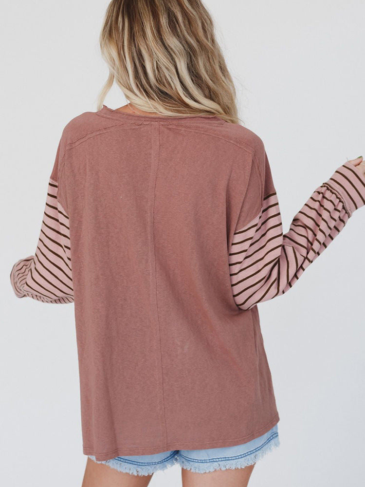 Women's Colorblock Striped Casual Long-Sleeve Hoodie