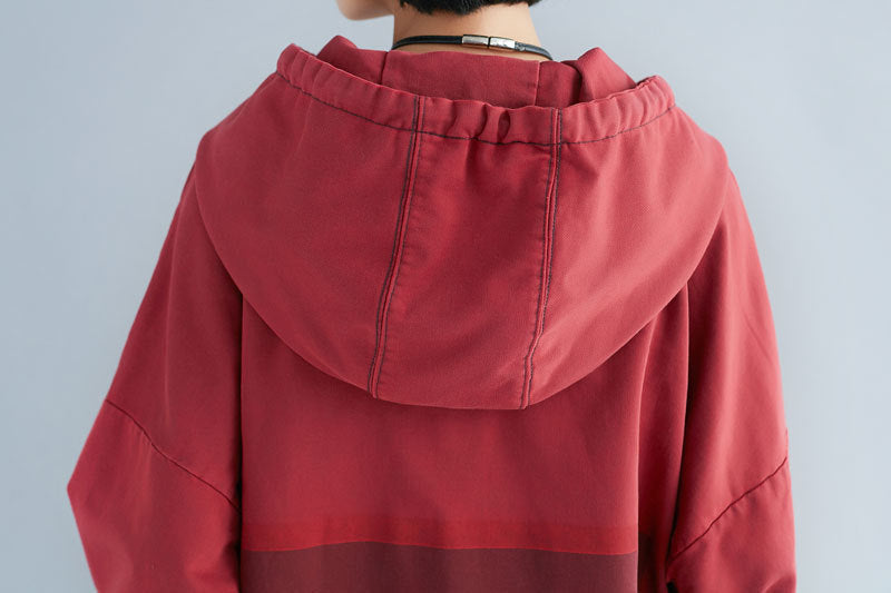 Gradient Print Loose Hooded Sweatshirt Dress