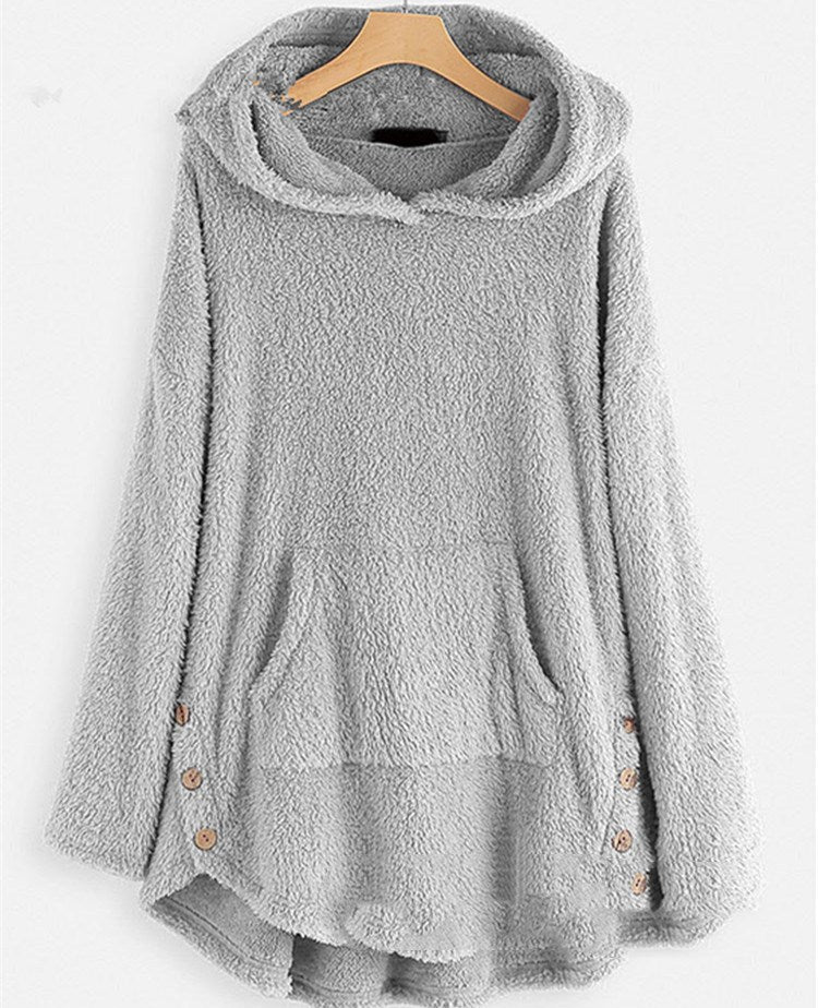 Women's Double-Sided Fleece Hooded Pullover Sweater