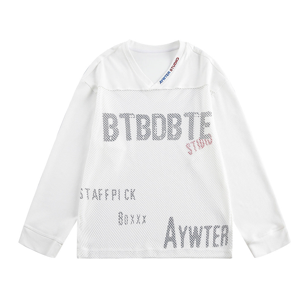 Mesh Long Sleeve Athletic Pullover for Men and Women