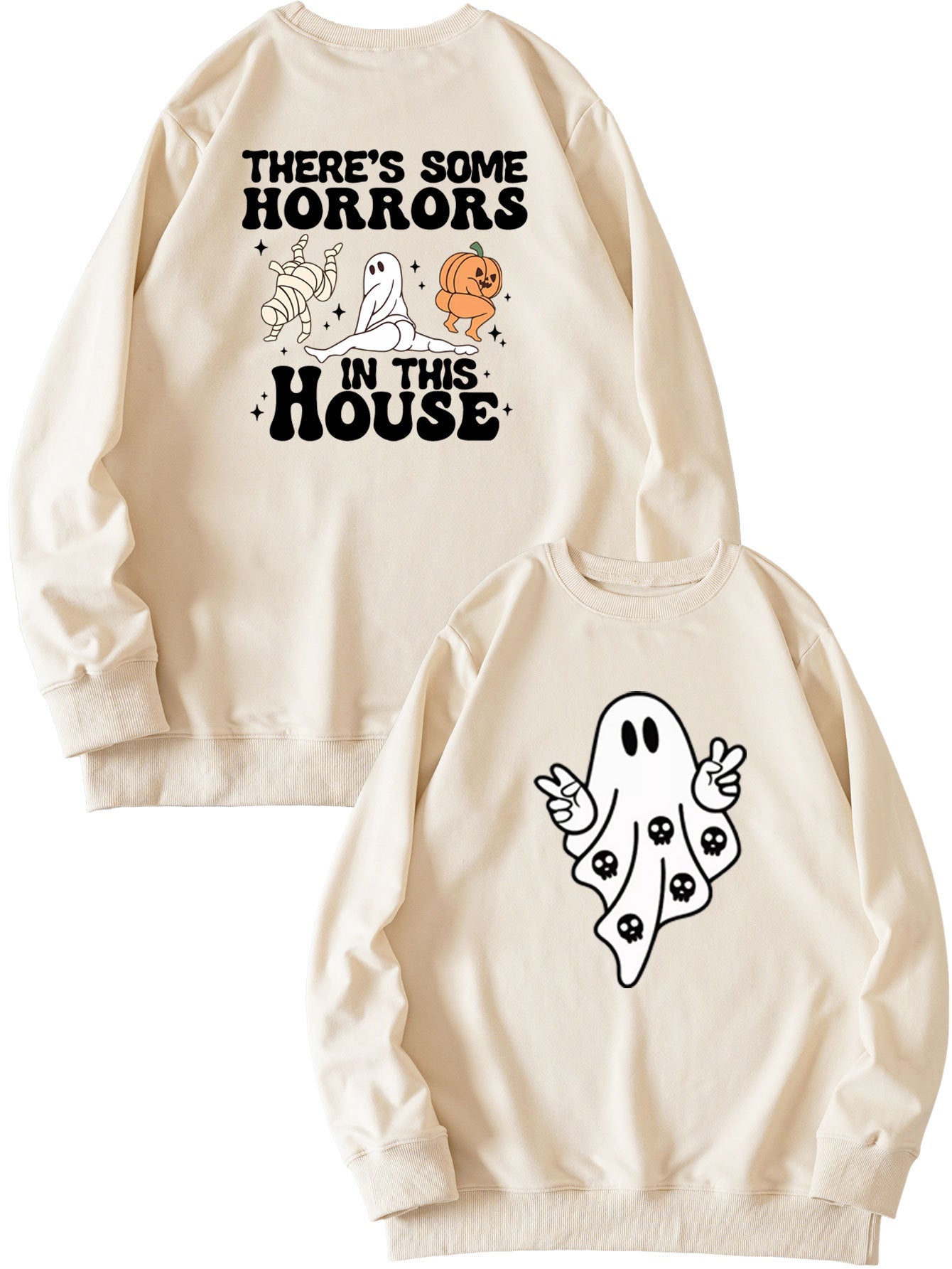 There's Some Horrors Printed Casual Long Sleeve Sweater