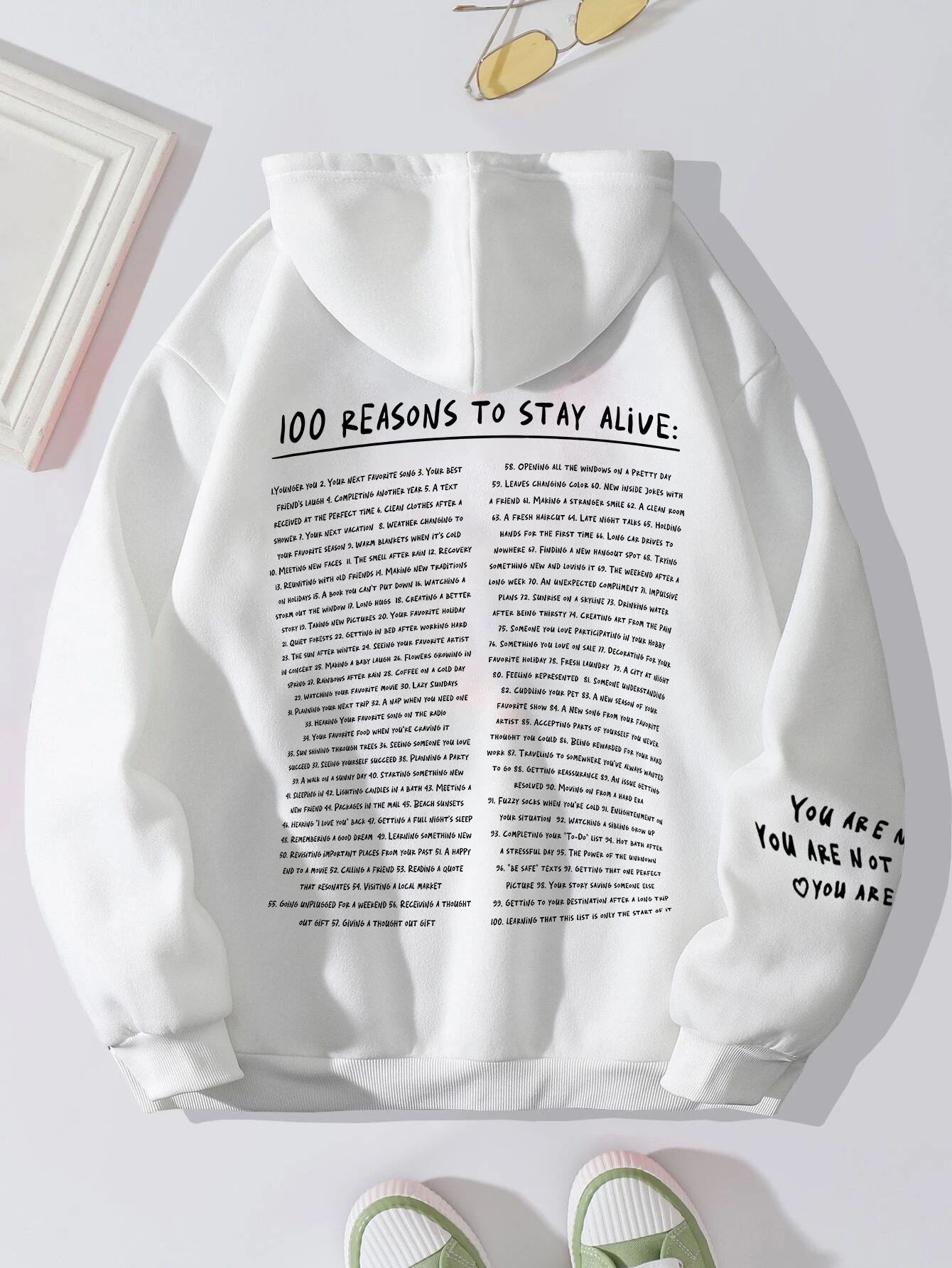 Cozy Fleece-Lined Letter Print Hoodie with Pockets