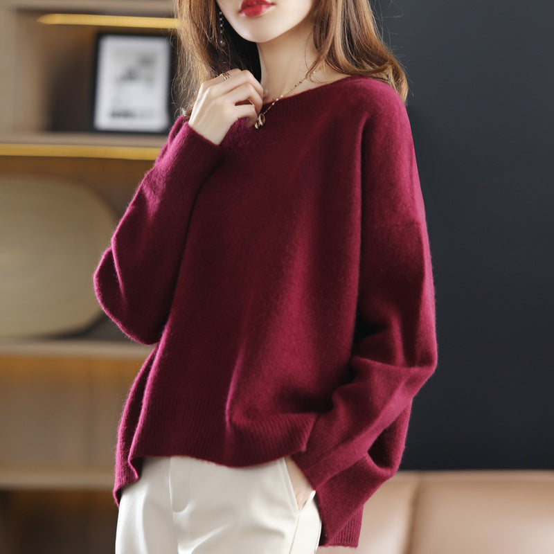 Loose and Idle Underwear Crew Neck Simple Sweater