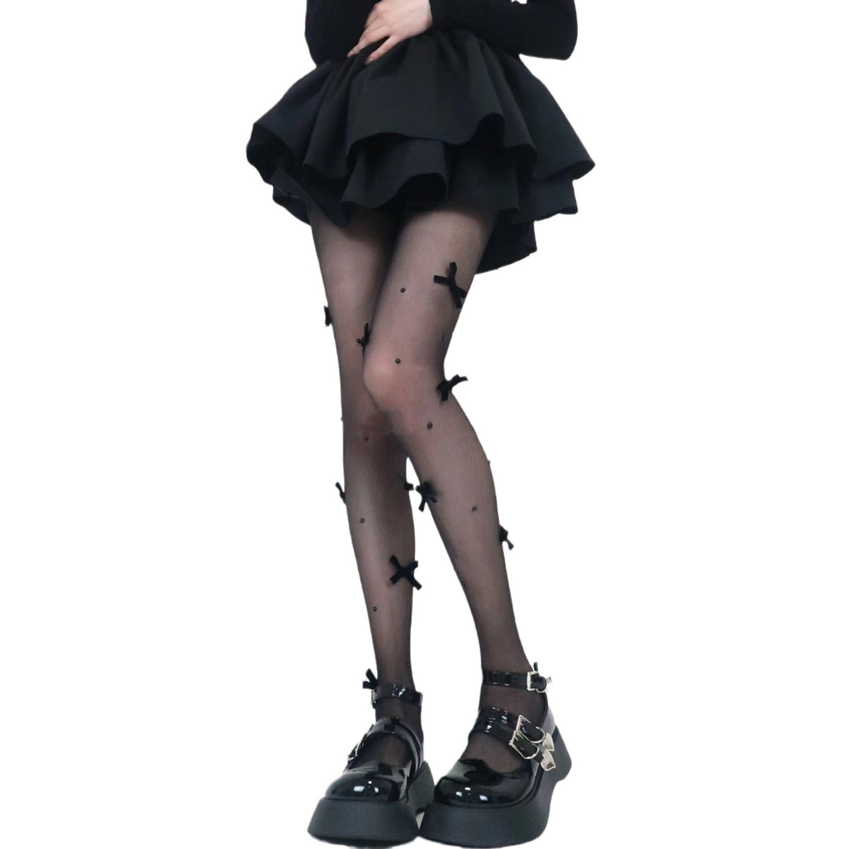Bow Pearl White Stockings Lolita Leg Shaping Pantyhose