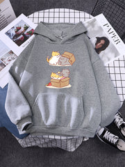 Cute Cat Hide & Seek Graphic Hoodie for Women