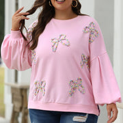 Cozy Bow Crewneck Pullover Sweatshirt