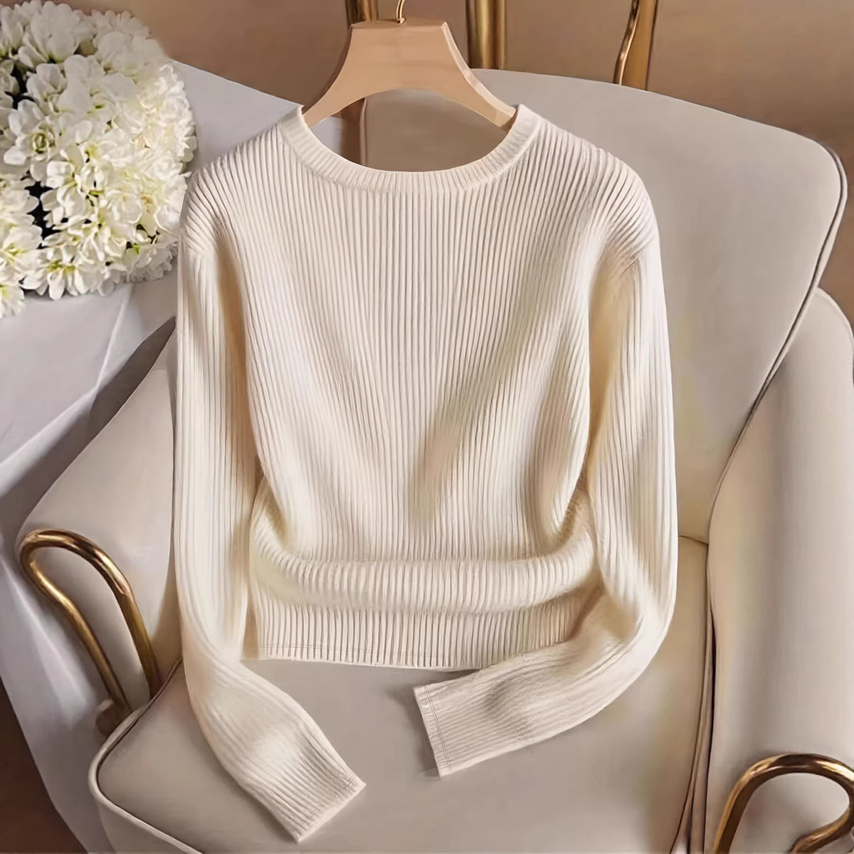 European and American Knitted Long-sleeved