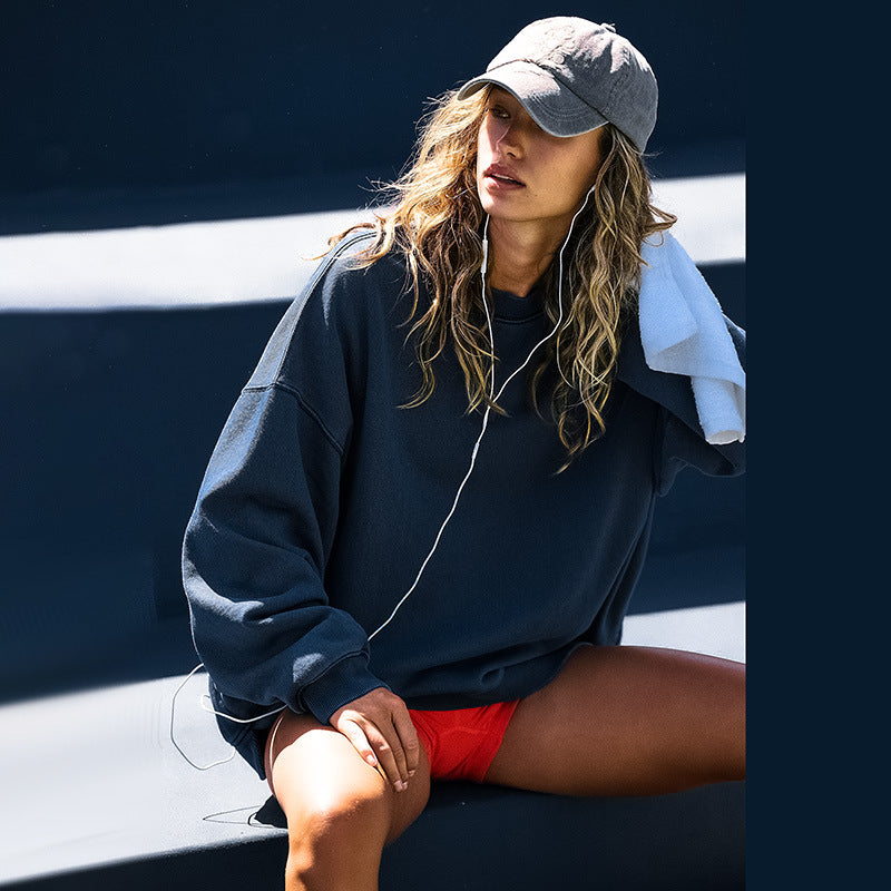 Casual Loose Fit Sports Pullover Sweatshirt