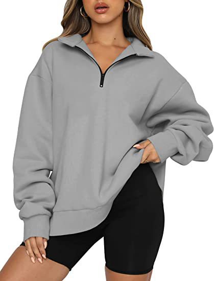 Women's Casual Zip Turndown Collar Sweatshirt