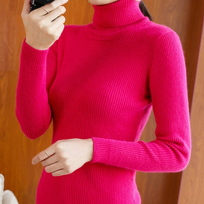 Autumn and Winter Women's Slim-fit Pullover Knit Sweater for Layering