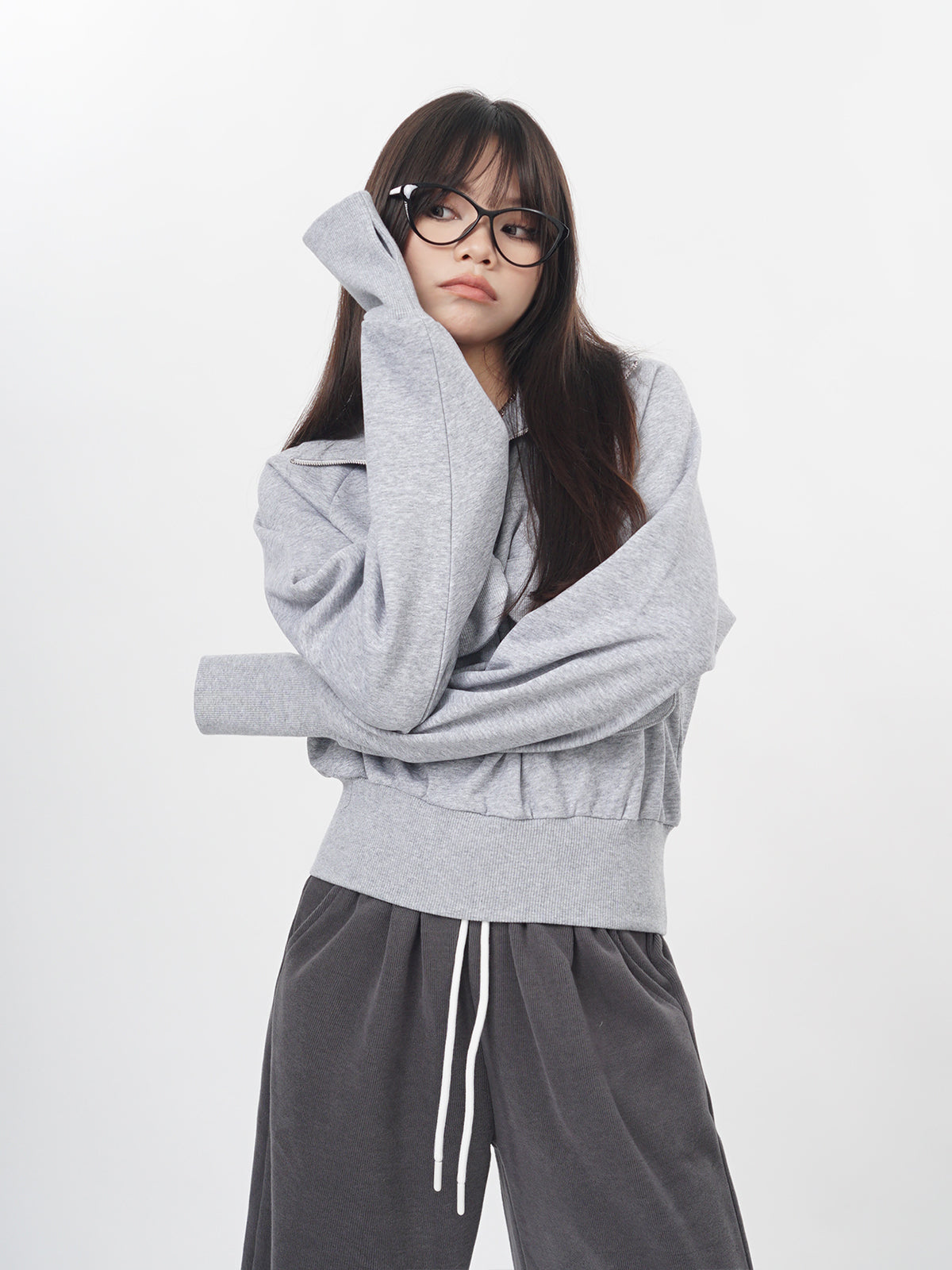 Cozy Gray Half-Zip Pullover Sweater