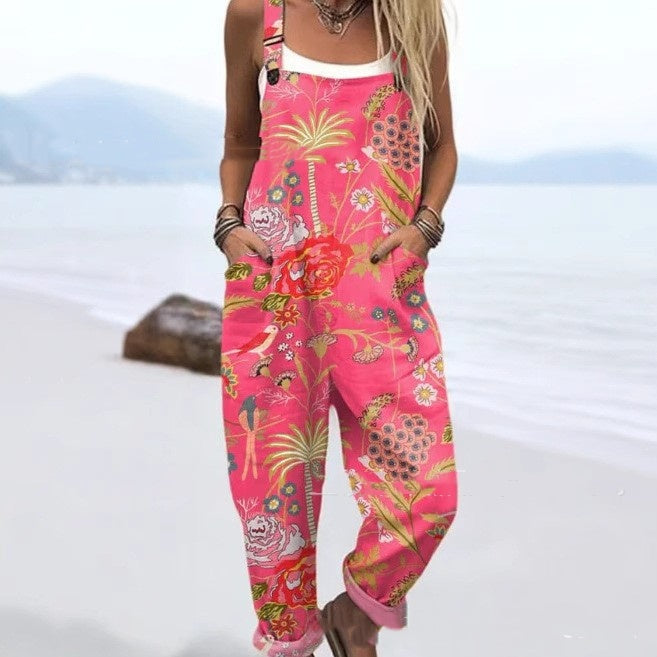 Women's 3D Print Summer Casual Suspender Romper